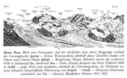 Il Monte Rosa.

Dietro la montagna Macugnaga. Una
delle pi vecchie colonie Walser in  Italia.
